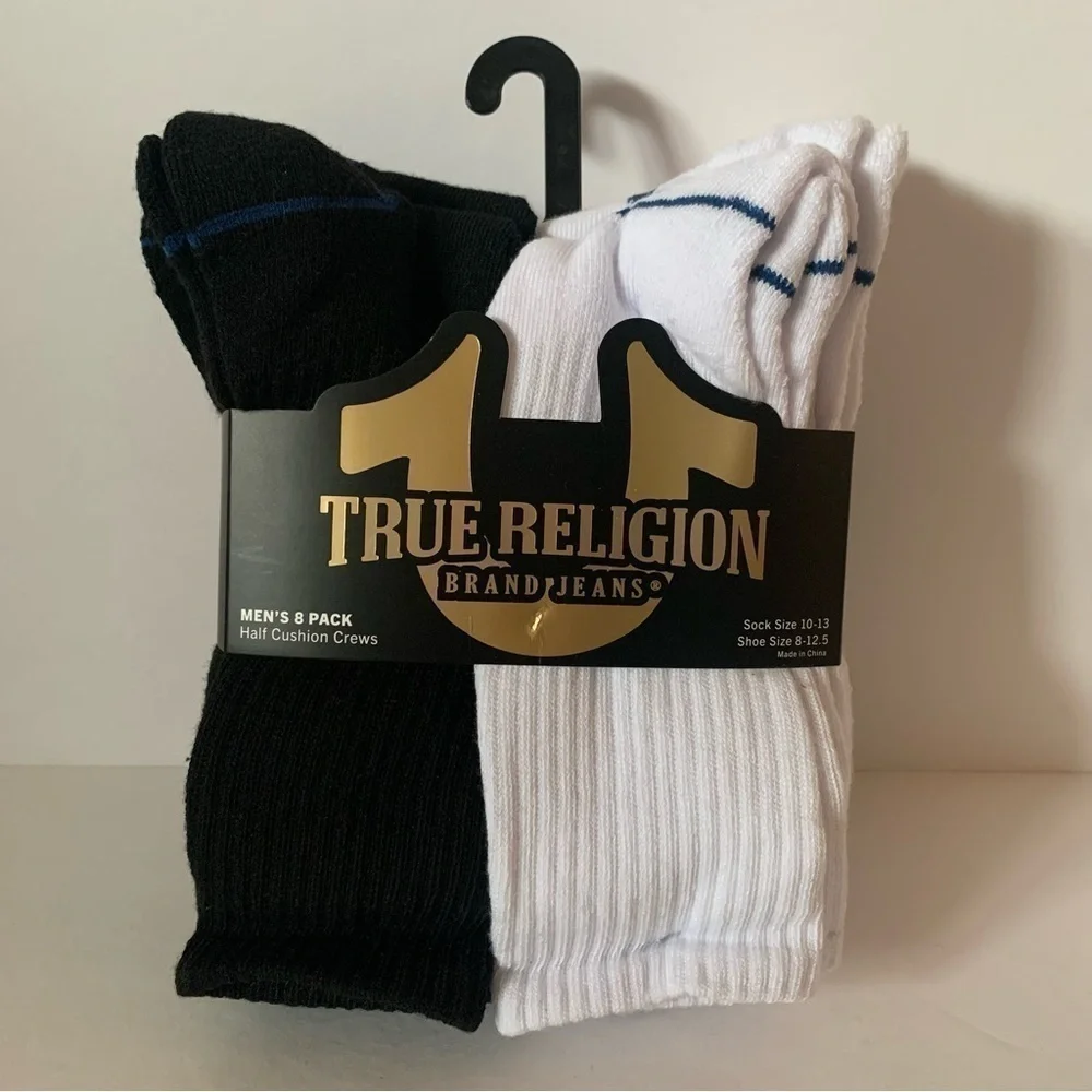 NWT. TRUE RELIGION Men’s 8 Pack Crew Socks